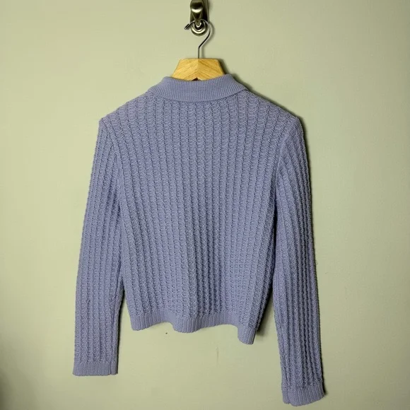 Ann Taylor Purple Sweater Cardigan Jacket Lavender Gold Buttons Medium Petite *B - Picture 11 of 11